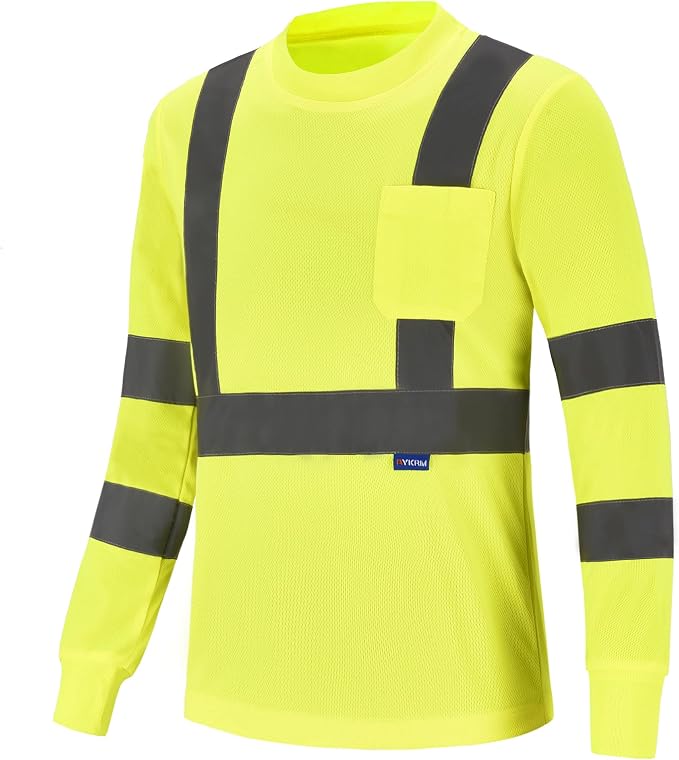AYKRM Safety T Shirt Reflective High Visibility hi vis Long Sleeve T Shirt - Image 2
