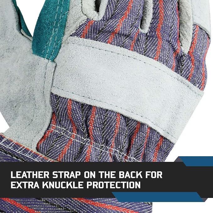 Glove Station Cowhide Split Leather Palm Work Gloves - Image 5