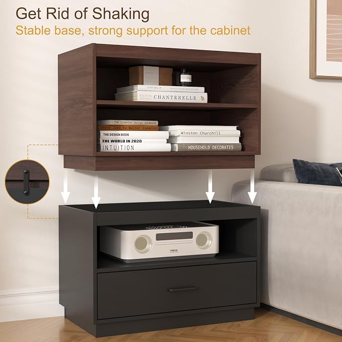 Stackable Storage 2-Shelf, Wood Stackable Closet Organizer Modern Large - Image 5