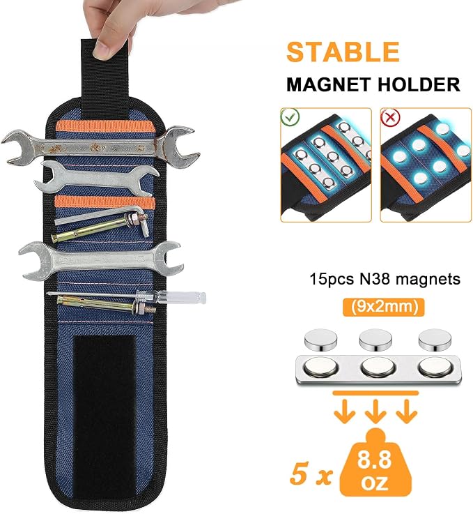 vidsel Magnetic Tool Holder Belt & Wrist-Band, Adjustable Work Gadget - Image 3