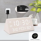 Kogonee Wooden Digital Alarm Clock, 0-100% Dimmer, 2 Alarm Settings, - Image 2