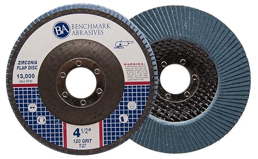 Benchmark Abrasives 4.5" Premium Zirconia Type 27 Flat Flap Discs Grinding - Image 2