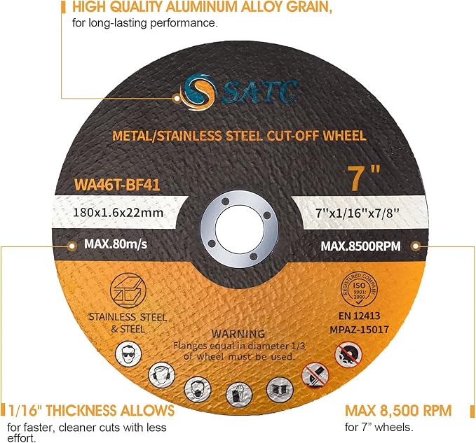 S SATC 7" Cutting Wheel 25 PCS Metal Cutting Blade 7 x 1/16 x 7/8 inch Cutting - Image 3