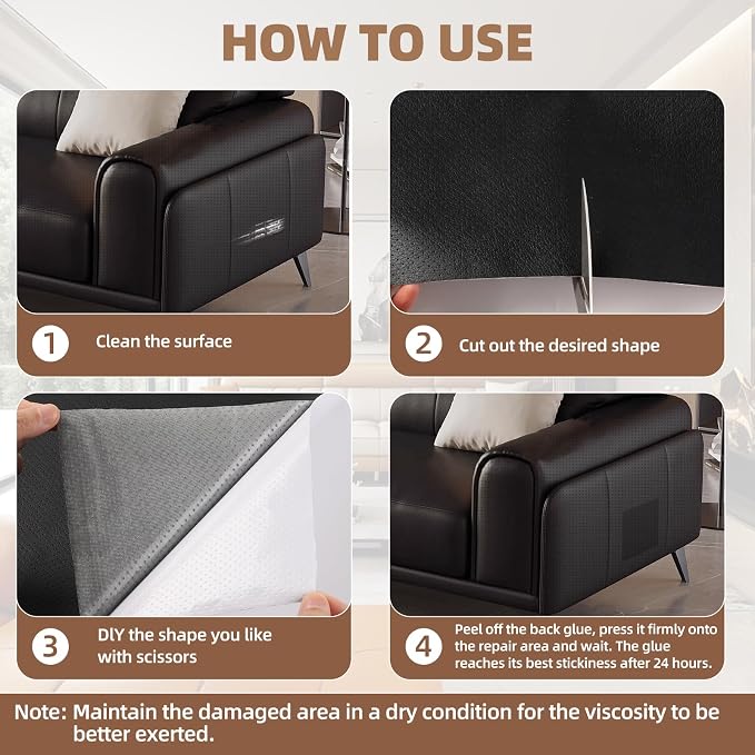 Leather Repair Patch, 17X158 inch Strong Sticky Repair Patch Self Adhesive - Image 5