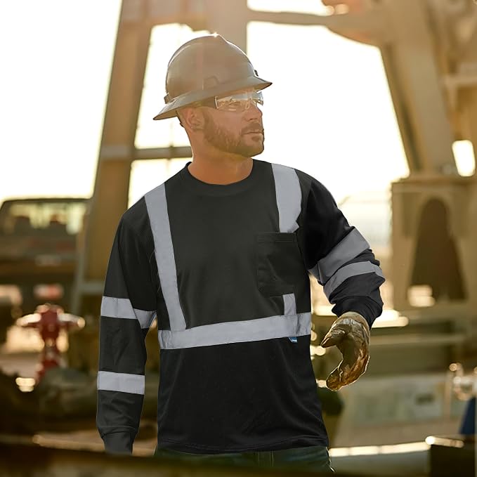 AYKRM Safety T Shirt Reflective High Visibility hi vis Long Sleeve T Shirt - Image 3