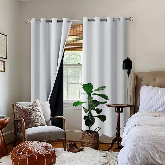 BGment Greyish White 100% Blackout Curtains - Image 2