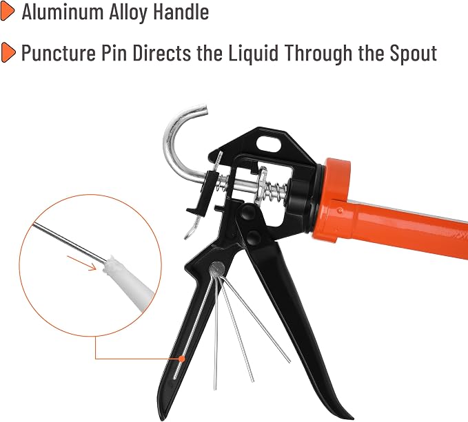 Bates- Caulking Gun, 12:1 Thrust Ratio, Caulking Tool Gun, Caulk Gun No Drip - Image 3