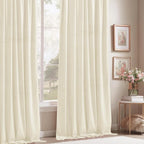 StangH Ivory White Velvet Curtains 42 x 84 inches Bedroom Elegant Home Decor - Image 7