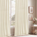 StangH 42 inch Velvet Curtains 2 Panels Set Ivory White Light Dimming Window - Image 7