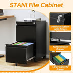 2 Drawer File Cabinet On Wheels Mobile Cabinet - Image 5