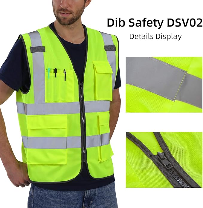 Dib Safety Vest Reflective ANSI Class 2, High Visibility Vest - Image 2