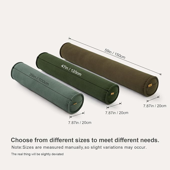 Long Bolster Pillow for Bed – Soft Corduroy Body Pillow for Adults, Ergonomic - Image 2
