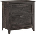 Bush Furniture Key West 2 Drawer Lateral File Cabinet in Dark Gray Hickory | by BushHome