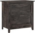 Bush Furniture Key West 2 Drawer Lateral File Cabinet in Dark Gray Hickory | by BushHome