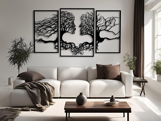 VAILLA Tree of Life Wall Wooden Art Abstract Tree Man Woman Face Large 3D - Image 2
