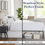 King Bed Skirt, Luxury 18 Inch Drop White Pleated Bed Skirt, Double Brushed - Image 3