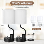 White Bedside Table Lamps for Bedroom Set of 2 - Image 3
