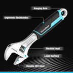 DURATECH 8-Inch Adjustable Wrench, Cr-V Steel Wrench, Wide Jaw Wrench, Metric & - Image 3