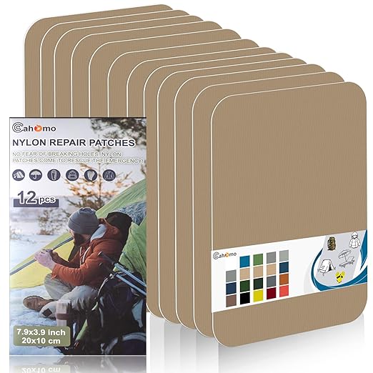7.9x3.9 inch 12 PCS Nylon Repair Patch Nylon Repair Tape Self Adhesive Fabric by Cahomo