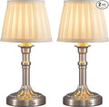 KDG Cordless Portables Table Lamp Set of 2, LED Fabric Shade Small Desk Lamps by KDG