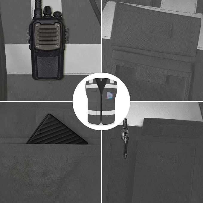 TCCFCCT Safety Vest for Men Women 5 Pockets Reflective Vest - Image 4