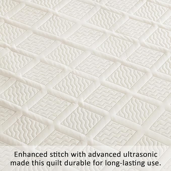 Yiran Quilt King Size Beige Summer Bedspreads Bedding Set 3 Pieces Thin - Image 5