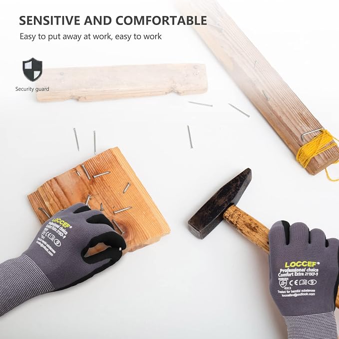 Work Gloves MicroFoam Nitrile Coated-6 Pairs, Seamless Knit Nylon Gloves - Image 8