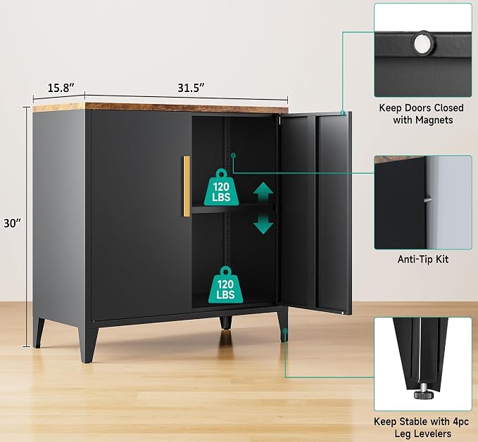SISESOL Black Storage Cabinet - Image 3