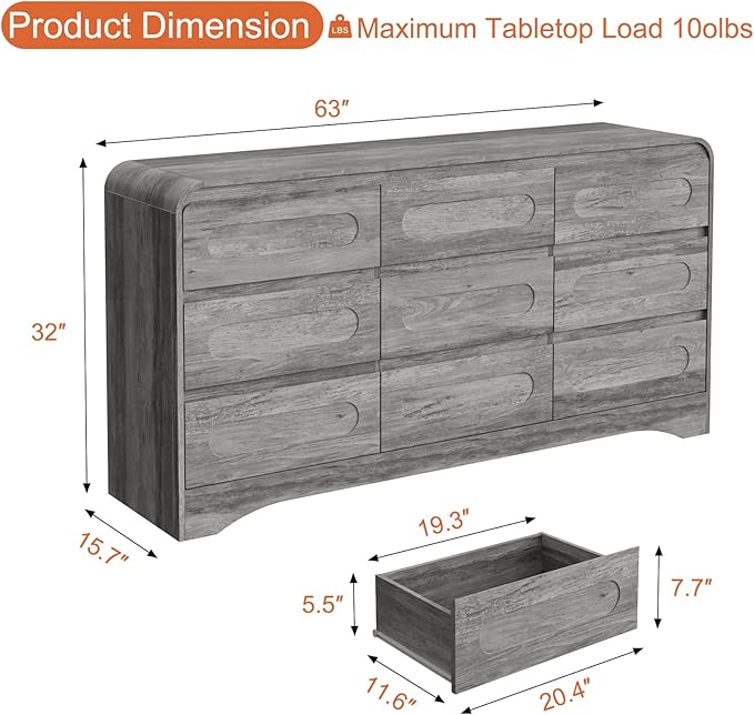 4 Piece Bedroom Set, Dresser and Nightstand Sets, Including Modern Wooden Large - Image 4