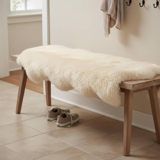 Premium Champagne Sheepskin Rug Genuine Double 2x6ft Pelt Fluffy Fur Rug - Image 7