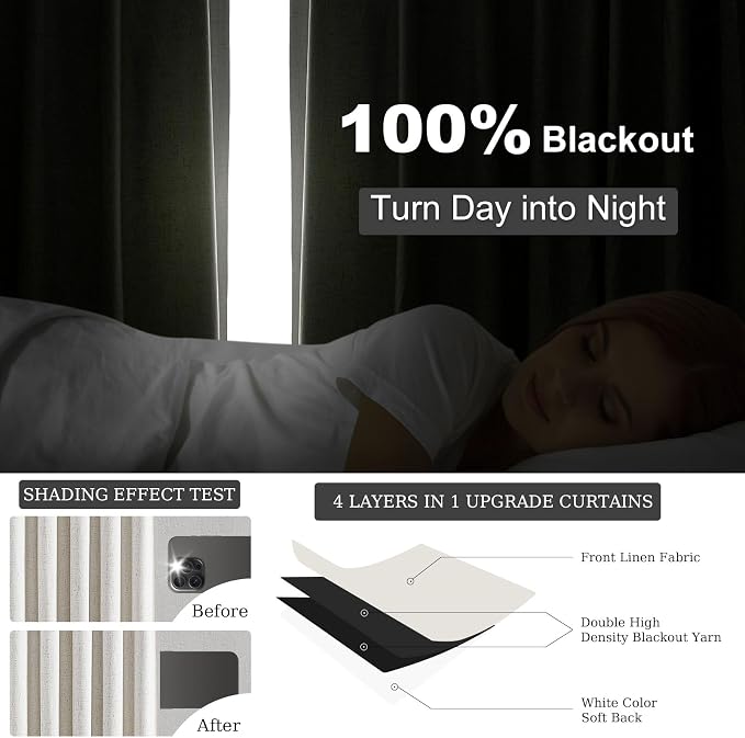Topfinel Pinch Pleated Curtains 96 Inch Long, 100% Blackout Thermal Insulated - Image 2