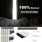 Topfinel Extral Wide Curtains, Pinch Pleated 100% Blackout Linen Luxury Drapery - Image 3