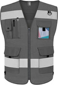 TCCFCCT Mesh Grey Safety Vest for Men Women 9 Pockets High Visibility Vest for by TCCFCCTPROFESSIONALSAFETYSOLUTIONS