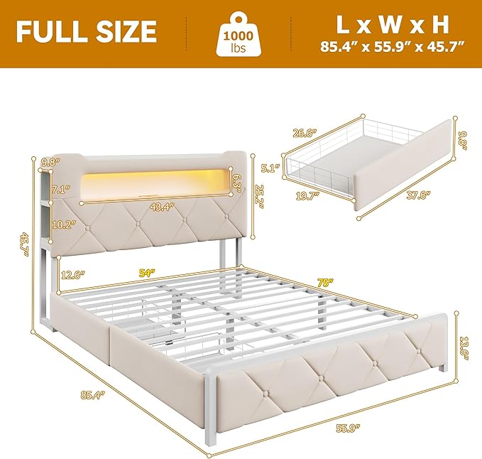 Full Upholstered LED Bed Frame - Image 2
