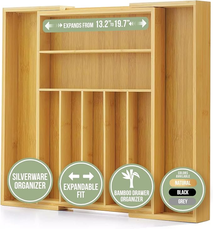 Purawood Bamboo Drawer Organizer by PURAWOOD