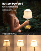KDG Cordless Portables Table Lamp Set of 2, LED Fabric Shade Small Desk Lamps - Image 4