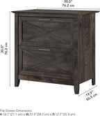 Bush Furniture Key West 2 Drawer Lateral File Cabinet in Dark Gray Hickory | - Image 3