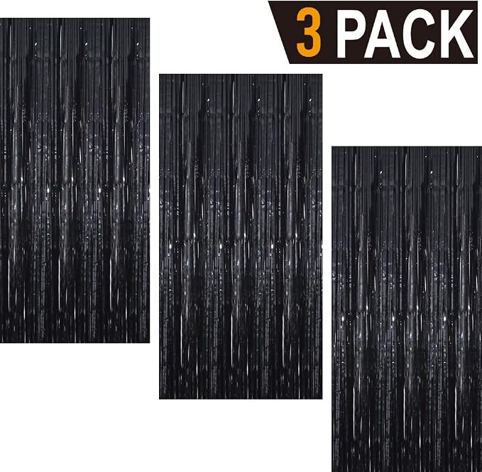 GOER 3.2 ft x 9.8 ft Metallic Tinsel Foil Fringe Curtains Party Photo Backdrop - Image 2