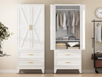 COFaR Metal Wardrobe Cabinet, 71 Farmhouse Armoire Wardrobe Closet - Image 8
