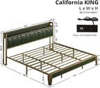 LIKIMIO California King Bed Frame, Storage Headboard - Image 2