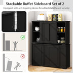 Costzon Sideboard Buffet Cabinet of 2, Wooden Kitchen Storage Cabinet - Image 6