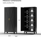 Farmhouse Pantry Cabinet with Barn Doors, 5-Tier Metal Storage Cabinet with 4 - Image 3