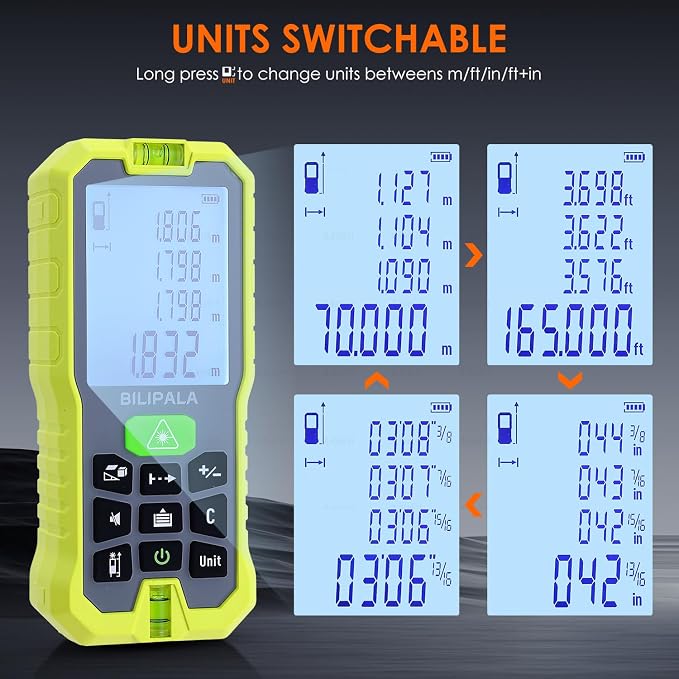 Laser Measure, 70M/229ft Digital Laser Distance Meter, ±2mm Accuracy Laser - Image 6