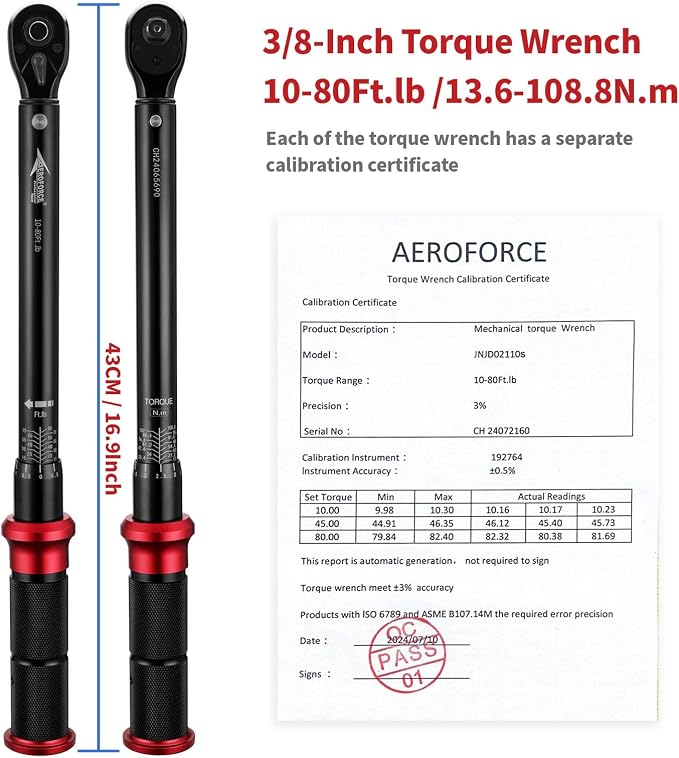 AEROFORCE 3/8-Inch Drive Torque Wrench（10-80 lb.ft / 13.6-108.8 Nm), 72 Tooth - Image 2