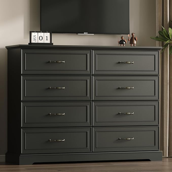 Farmhouse 8 Drawers Dresser for Bedroom, Rustic Wood Dresser TV Stand, Wooden - Image 6