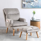 INZOY Accent Chairs with Ottoman, Velvet Fabric Armchair with Ottoman by INZOY