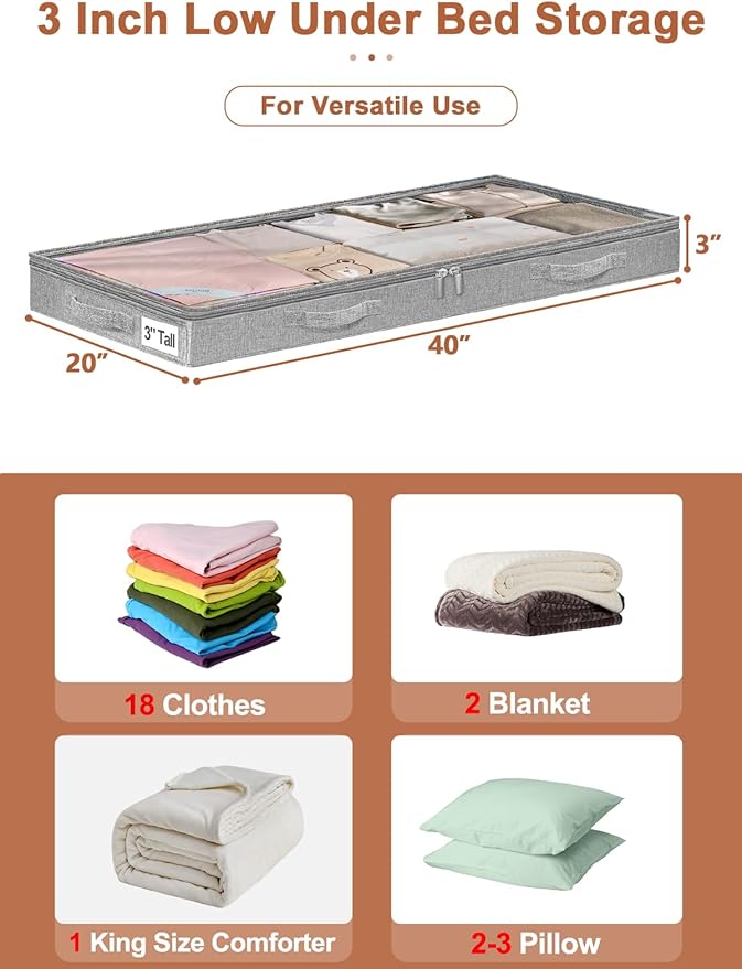 3 Inch Low Profile Under Bed Storage Bins - Image 4