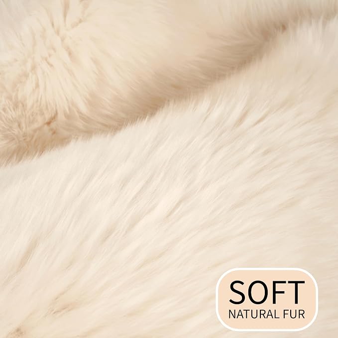 Premium Champagne Sheepskin Rug Genuine Double 2x6ft Pelt Fluffy Fur Rug - Image 6