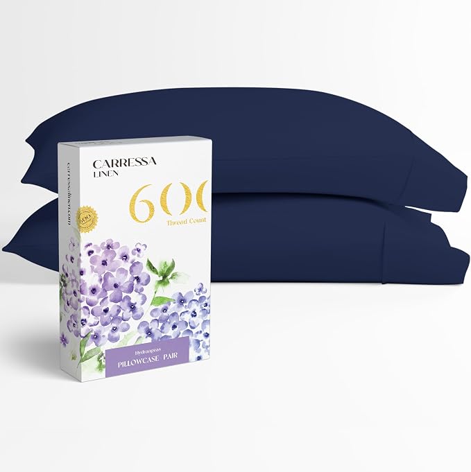 Carressa Linen 100% Egyptian Cotton Pillow Cases Queen Size Set of 2 by CarressaLinen