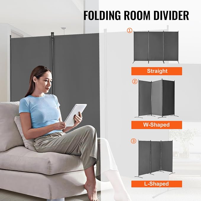 VEVOR Room Dividers, 3 Panel Room Divider, Folding Privacy Screen and Portable - Image 5